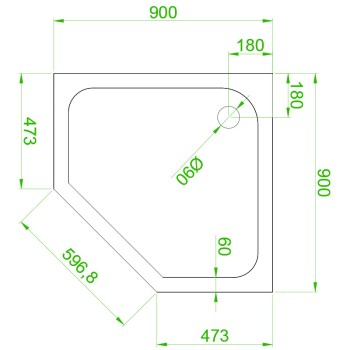 Brodzik pięciokątny 90x90 ST07B black czarny syfon 5cm płytki niski diamond uszkodzony4