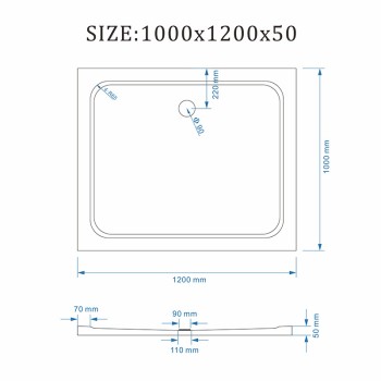 Brodzik prostokątny 120x100 ST06C white biały syfon 5cm slim uszkodzony