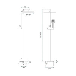 BATERIA PRYSZNICOWA ŁAZIENKOWA Z DESZCZOWNICĄ F170A CHROM