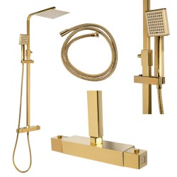BATERIA PRYSZNICOWA Z TERMOSTATEM I DESZCZOWNICĄ T153C ZŁOTA