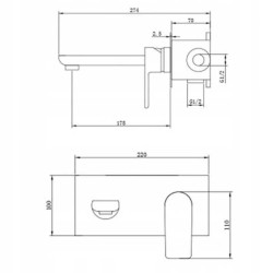 BATERIA UMYWALKOWA PODTYNKOWA F05 CHROM
