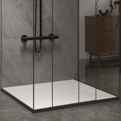 BRODZIK PRYSZNICOWY KAMIENNY KWADRATOWY SLIM JUKO BIAŁY 80x80 CM