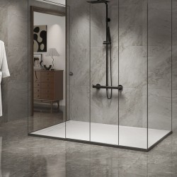 BRODZIK PRYSZNICOWY KAMIENNY PROSTOKĄTNY SLIM DEKO BIAŁY 100x80 CM