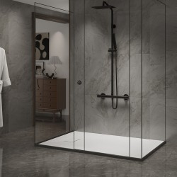 BRODZIK PRYSZNICOWY KAMIENNY PROSTOKĄTNY SLIM JUKO BIAŁY 90x80 CM