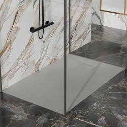 BRODZIK PRYSZNICOWY KAMIENNY PROSTOKĄTNY SLIM JUKO SZARY 90x80 CM