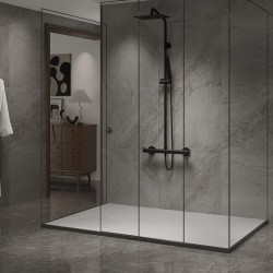 BRODZIK PRYSZNICOWY KAMIENNY PROSTOKĄTNY SLIM RIKO BIAŁY 100x80 CM