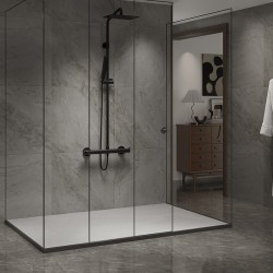 BRODZIK PRYSZNICOWY KAMIENNY PROSTOKĄTNY SLIM RIKO BIAŁY 100x80 CM