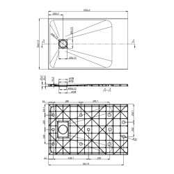BRODZIK PRYSZNICOWY KAMIENNY PROSTOKĄTNY SLIM RIKO CZARNY 110x70 CM