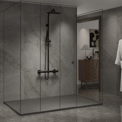 BRODZIK PRYSZNICOWY KAMIENNY PROSTOKĄTNY SLIM RIKO SZARY 140x80 CM