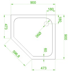 BRODZIK PRYSZNICOWY PIĘCIOKĄTNY SLIM ST07B CZARNY 90x90 CM