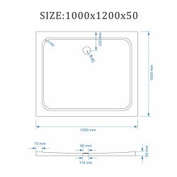 BRODZIK PRYSZNICOWY PROSTOKĄTNY SLIM ST06C BIAŁY 120x100 CM