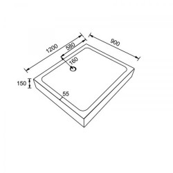 BRODZIK PRYSZNICOWY PROSTOKĄTNY WYSOKI SXL04C BIAŁY 120x90 CM