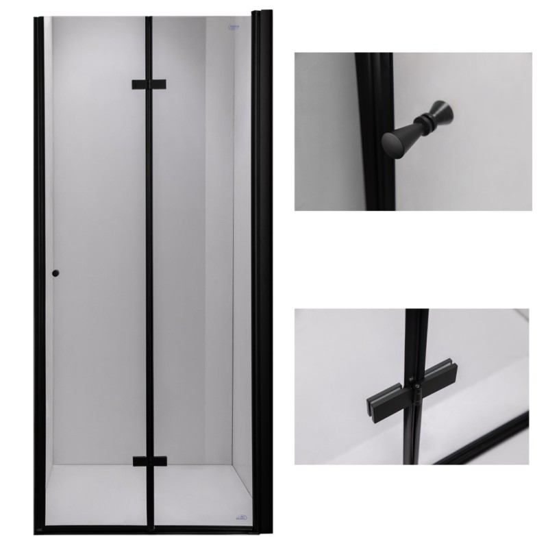 DRZWI PRYSZNICOWE SH01A CZARNE 80 CM 6 MM DRZWI PRYSZNICOWE SH01A CZARNE 80 CM 6 MM