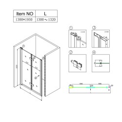 DRZWI PRYSZNICOWE SH01F CZARNE 130 CM 6 MM