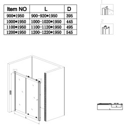 DRZWI PRYSZNICOWE SH02E CHROM 120 CM 6 MM