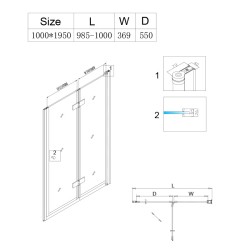 DRZWI PRYSZNICOWE SH06C CHROM 100 CM 6 MM
