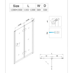 DRZWI PRYSZNICOWE SH06E CHROM 120 CM 6 MM