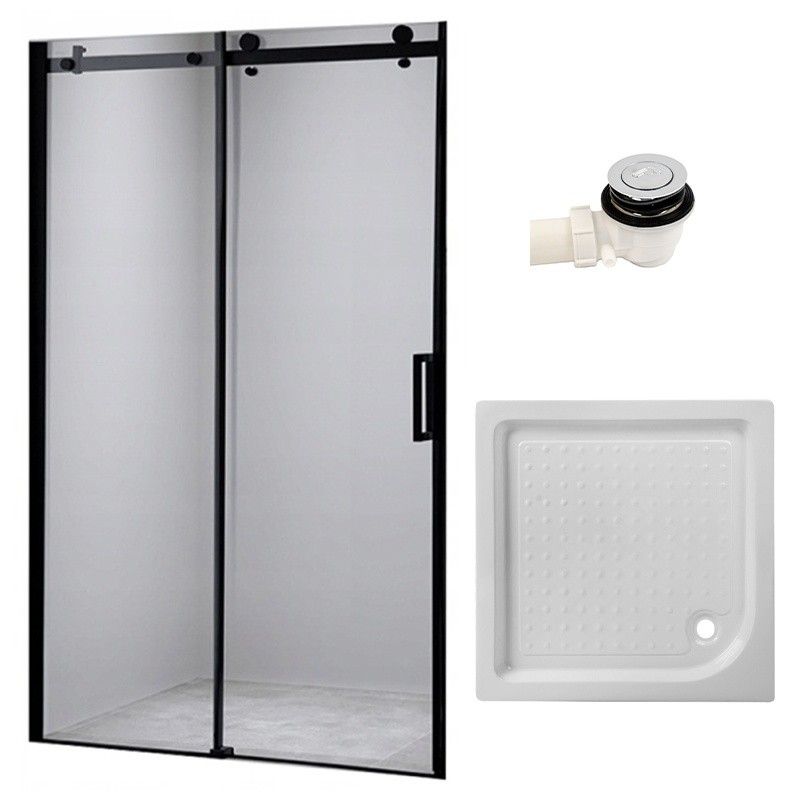 DRZWI PRYSZNICOWE Z BRODZIKIEM SH03B/SXL02C CZARNE/BIAŁY 95-100/100x100 CM 8 MM DRZWI PRYSZNICOWE Z BRODZIKIEM SH03B/SXL02C CZARNE/BIAŁY 95-100/100x100 CM 8 MM