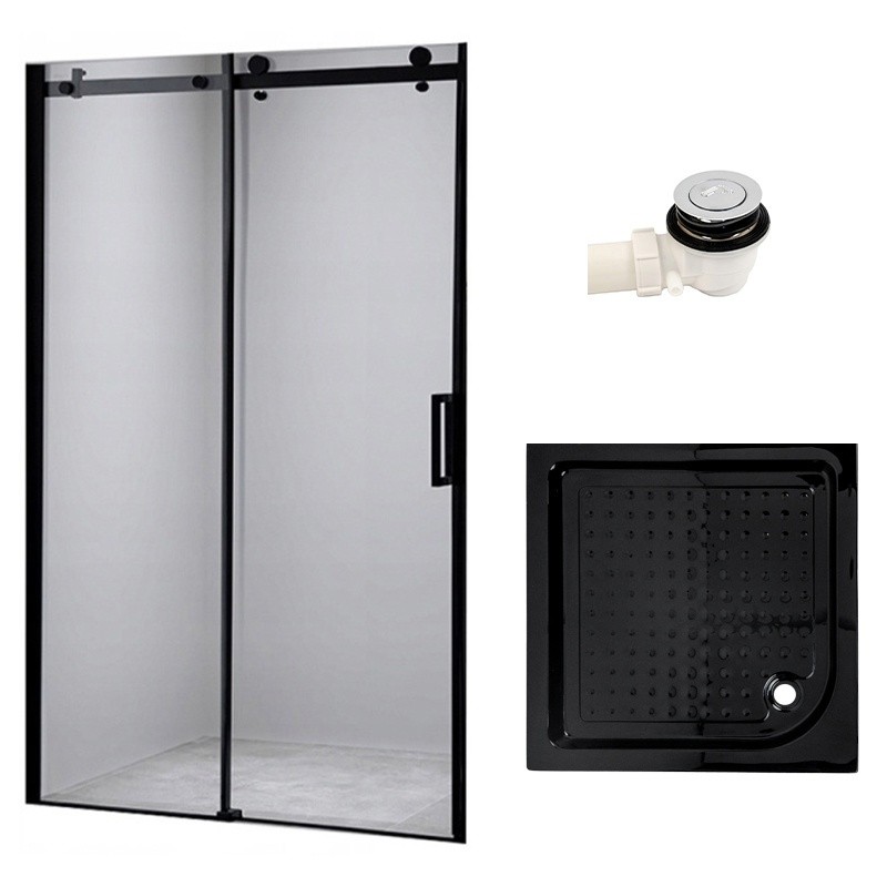 DRZWI PRYSZNICOWE Z BRODZIKIEM SH03B/SXL02C CZARNE/CZARNY 95-100/100x100 CM 8 MM DRZWI PRYSZNICOWE Z BRODZIKIEM SH03B/SXL02C CZARNE/CZARNY 95-100/100x100 CM 8 MM