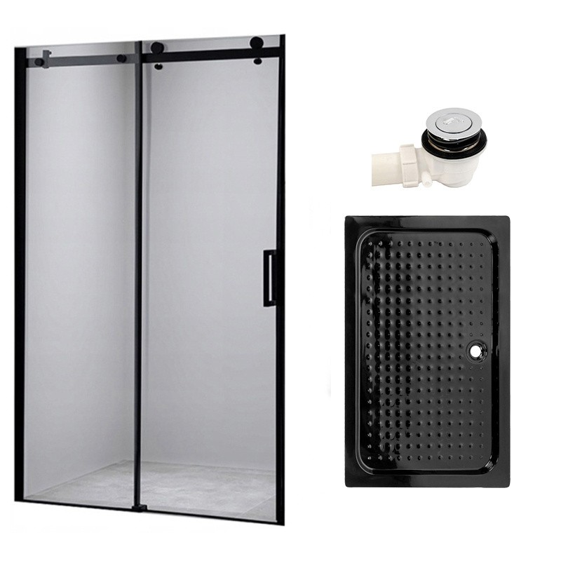 DRZWI PRYSZNICOWE Z BRODZIKIEM SH03B/SXL03C CZARNE/CZARNY 95-100/100x80 CM 8 MM DRZWI PRYSZNICOWE Z BRODZIKIEM SH03B/SXL03C CZARNE/CZARNY 95-100/100x80 CM 8 MM