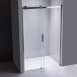 DRZWI PRYSZNICOWE Z BRODZIKIEM SH03D/ST05E CHROM/BIAŁY 115-120/120x70 CM 8 MM