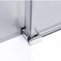 DRZWI PRYSZNICOWE Z BRODZIKIEM SH03D/ST05E CHROM/BIAŁY 115-120/120x70 CM 8 MM