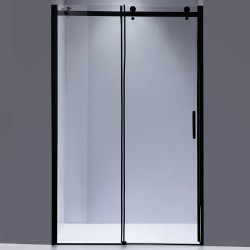 DRZWI PRYSZNICOWE Z BRODZIKIEM SH03D/ST06C CZARNE/BIAŁY 115-120/120x100 CM 8 MM
