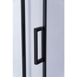 DRZWI PRYSZNICOWE Z BRODZIKIEM SH03D/ST06C CZARNE/BIAŁY 115-120/120x100 CM 8 MM