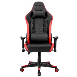 FOTEL GAMINGOWY BIUROWY OBROTOWY FURY CZARNO/CZERWONY SKÓRA PU