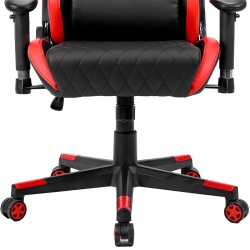 FOTEL GAMINGOWY BIUROWY OBROTOWY FURY CZARNO/CZERWONY SKÓRA PU