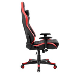 FOTEL GAMINGOWY BIUROWY OBROTOWY FURY CZARNO/CZERWONY SKÓRA PU