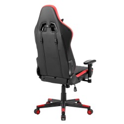 FOTEL GAMINGOWY BIUROWY OBROTOWY FURY CZARNO/CZERWONY SKÓRA PU