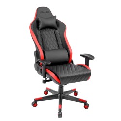 FOTEL GAMINGOWY BIUROWY OBROTOWY FURY CZARNO/CZERWONY SKÓRA PU