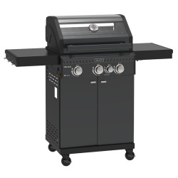 GRILL OGRODOWY GAZOWY Z POKRYWĄ I PÓŁKAMI ZEUS-B CZARNY RUSZT ŻELIWNY 11,5KW
