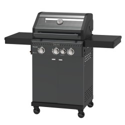 GRILL OGRODOWY GAZOWY Z POKRYWĄ I PÓŁKAMI ZEUS-B CZARNY RUSZT ŻELIWNY 11,5KW