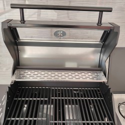 GRILL OGRODOWY GAZOWY Z POKRYWĄ I PÓŁKAMI ZEUS-B CZARNY RUSZT ŻELIWNY 11,5KW