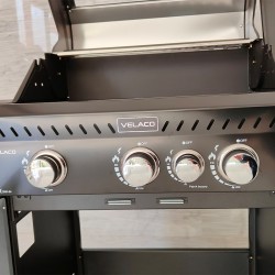 GRILL OGRODOWY GAZOWY Z POKRYWĄ I PÓŁKAMI ZEUS-B CZARNY RUSZT ŻELIWNY 11,5KW