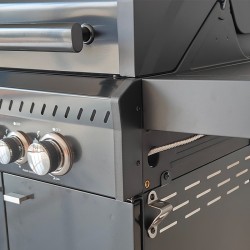 GRILL OGRODOWY GAZOWY Z POKRYWĄ I PÓŁKAMI ZEUS-B CZARNY RUSZT ŻELIWNY 11,5KW