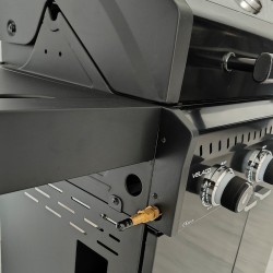 GRILL OGRODOWY GAZOWY Z POKRYWĄ I PÓŁKAMI ZEUS-C CZARNY RUSZT ŻELIWNY 14,5 KW
