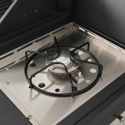 GRILL OGRODOWY GAZOWY Z POKRYWĄ I PÓŁKAMI ZEUS-D CZARNY RUSZT ŻELIWNY 17,5 KW