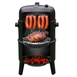 GRILL OGRODOWY WĘGLOWY WĘDZARNIA OGRODOWA Z TERMOMETREM 3W1 VL12 CZARNY