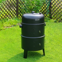 GRILL OGRODOWY WĘGLOWY WĘDZARNIA OGRODOWA Z TERMOMETREM 3W1 VL12 CZARNY