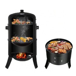 GRILL OGRODOWY WĘGLOWY WĘDZARNIA OGRODOWA Z TERMOMETREM 3W1 VL12 CZARNY