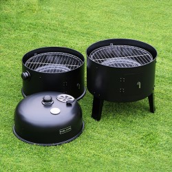 GRILL OGRODOWY WĘGLOWY WĘDZARNIA OGRODOWA Z TERMOMETREM 3W1 VL12 CZARNY