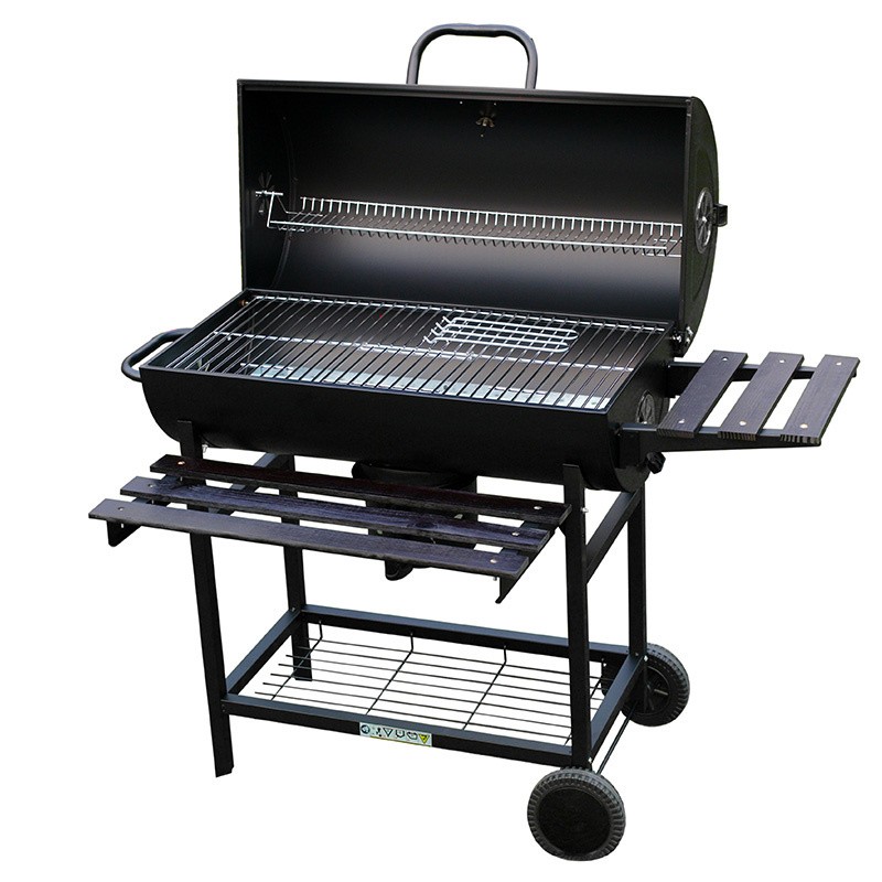 GRILL OGRODOWY WĘGLOWY Z POKRYWĄ I PÓŁKAMI VL03 CZARNY GRILL OGRODOWY WĘGLOWY Z POKRYWĄ I PÓŁKAMI VL03 CZARNY