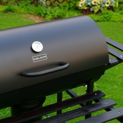 GRILL OGRODOWY WĘGLOWY Z POKRYWĄ I PÓŁKAMI VL03 CZARNY