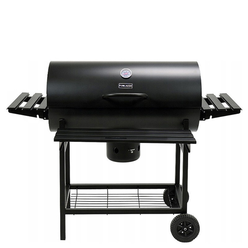 GRILL OGRODOWY WĘGLOWY Z POKRYWĄ I PÓŁKAMI VL09 CZARNY GRILL OGRODOWY WĘGLOWY Z POKRYWĄ I PÓŁKAMI VL09 CZARNY