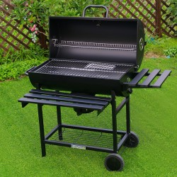 GRILL OGRODOWY WĘGLOWY Z POKRYWĄ I PÓŁKAMI VL09-A1 CZARNY