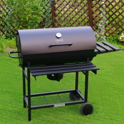 GRILL OGRODOWY WĘGLOWY Z POKRYWĄ I PÓŁKAMI VL09-A1 CZARNY