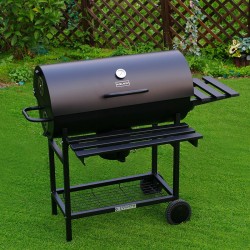 GRILL OGRODOWY WĘGLOWY Z POKRYWĄ I PÓŁKAMI VL09-A1 CZARNY
